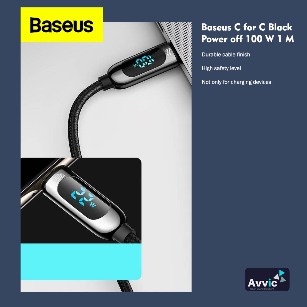 BASEUS Kabel Data Type C to Type C PD Fast Charging LED Display 100W