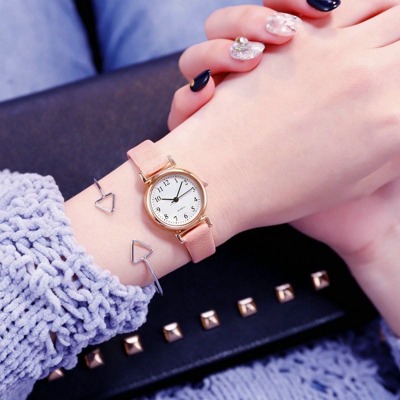 BAJ Jam Tangan Quartz Strap PU Analog Casual Gaya Retro Wanita Bulat Watch Korean Fashion Body Rose RM031