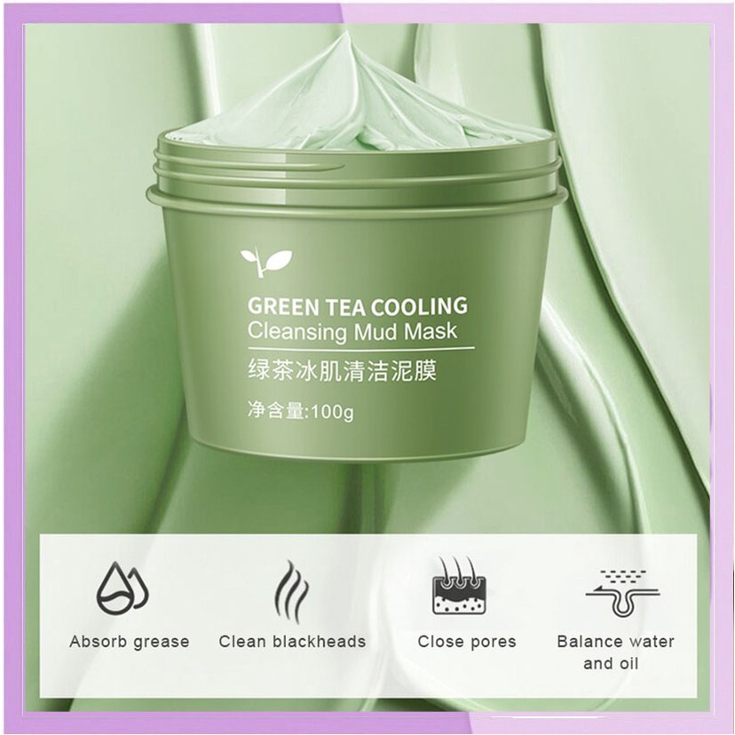 MAIGOOLE Green Tea Clay Mask Masker Wajah Green Tea Pore Clean Clay Mask 100gr Berfungsi Mencerahkan Warna Kulit Di Wajah XX033