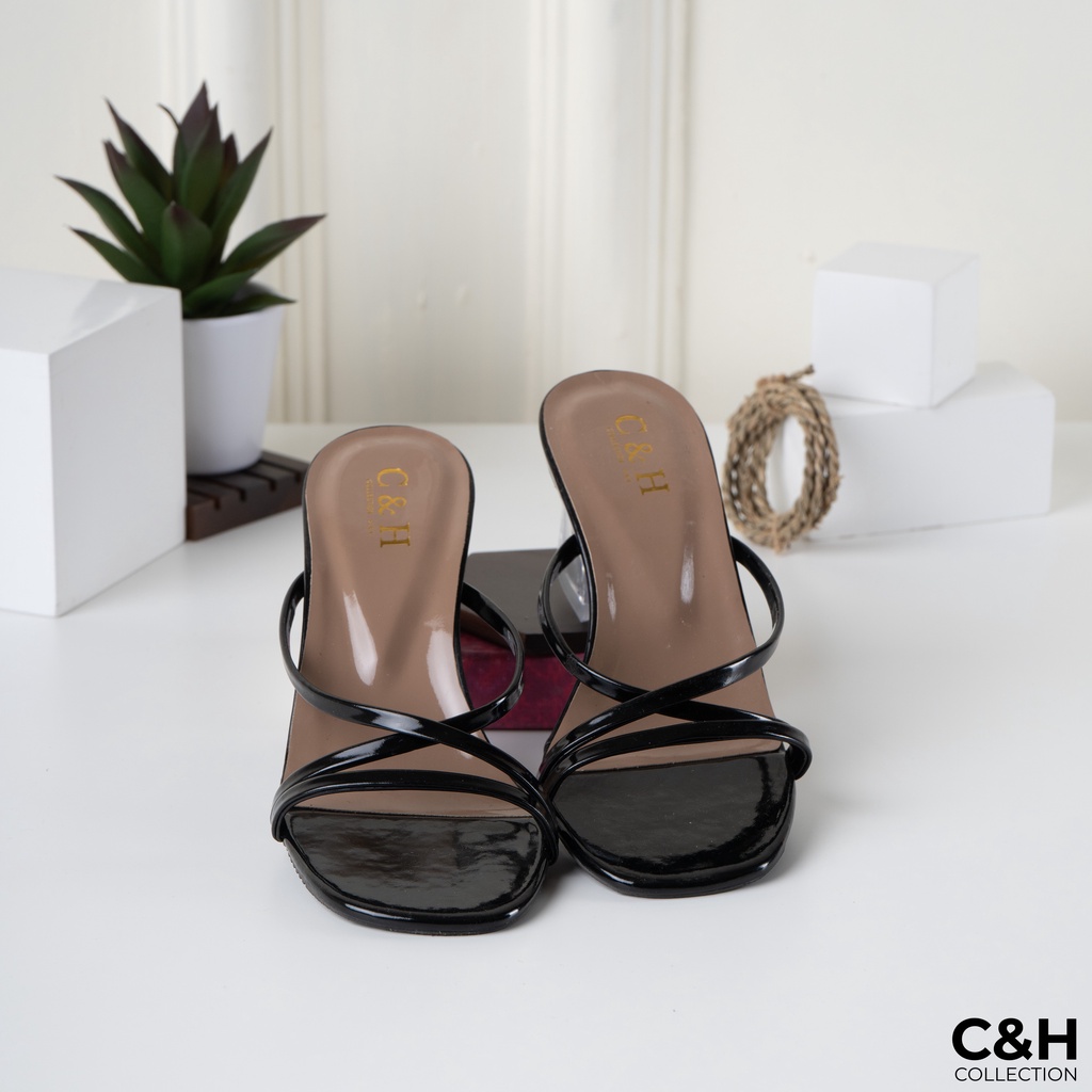 sandal heels wanita clara / hak kaca 5cm