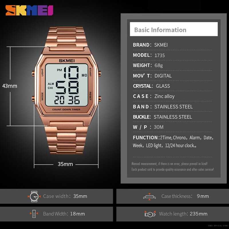 IDN - SKMEI Jam Tangan Digital Pria Strap Stainless Steel - 1735