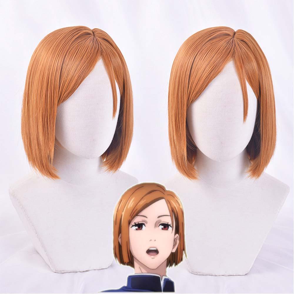 Needway Wig Cosplay Anime Coklat Rambut Sintetis Tahan Panas Pesta Bermain Peran Penuh Wig