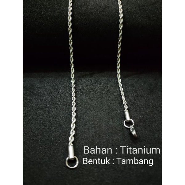 kalung titanium pria wanita model tambang silver anti karat selamanya