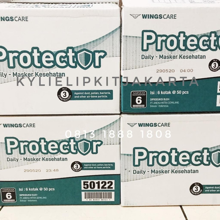 [READY STOCK ORIGINAL] Masker 3ply Wings Protector Earloop isi 50 pcs Surgical Mask Daily Medis 3 ply Termurah Ori