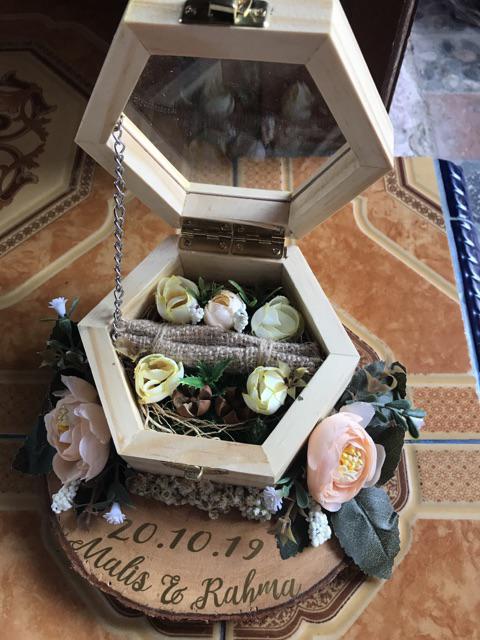 Ready Stock! Ring Bearer, Ring Box, Kotak Cincin, Seserahan -  Rustic Dengan Nama.