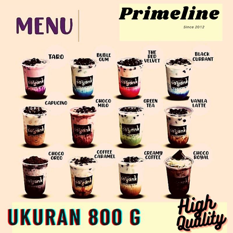 

Minuman Bubuk Primaline (Matcha,Leci,blue berry, blackcurrant,vanila, strawberry,Mangga, Lemonades)