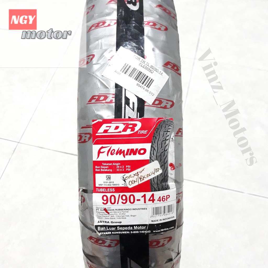 BAN LUAR BELAKANG FDR FLEMINO 90/90-14 TUBELESS BEAT KARBU / FI / ESP STREET - VARIO 110 125 150 LED