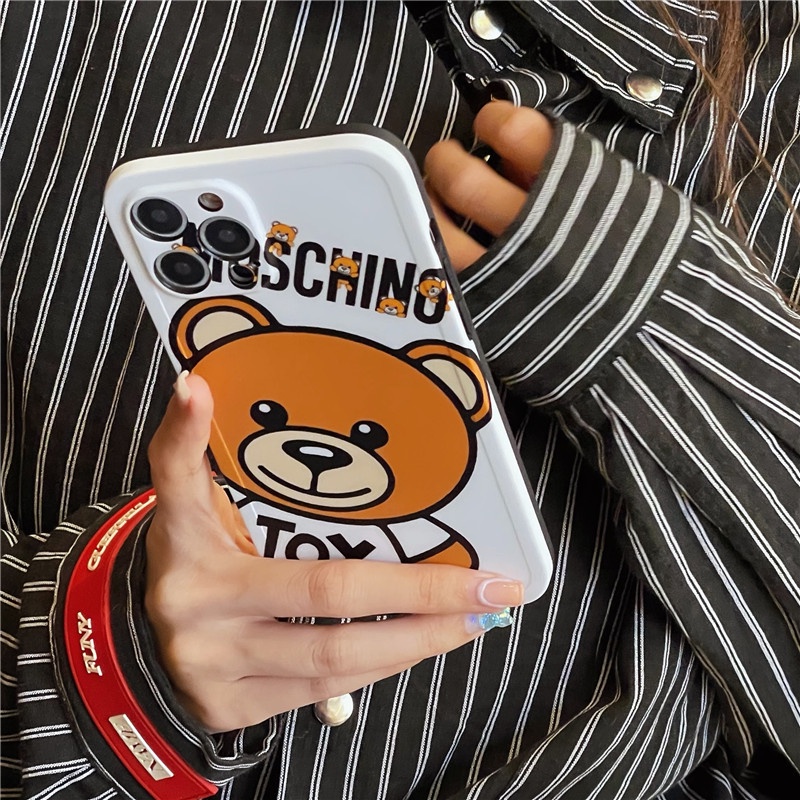 Moschino Casing iPhone 7 8 Plus 12 11 8 X XR XS MAX 13 11pro 12 pro Max SE 2020 Straight edge Matte Soft TPU Cover