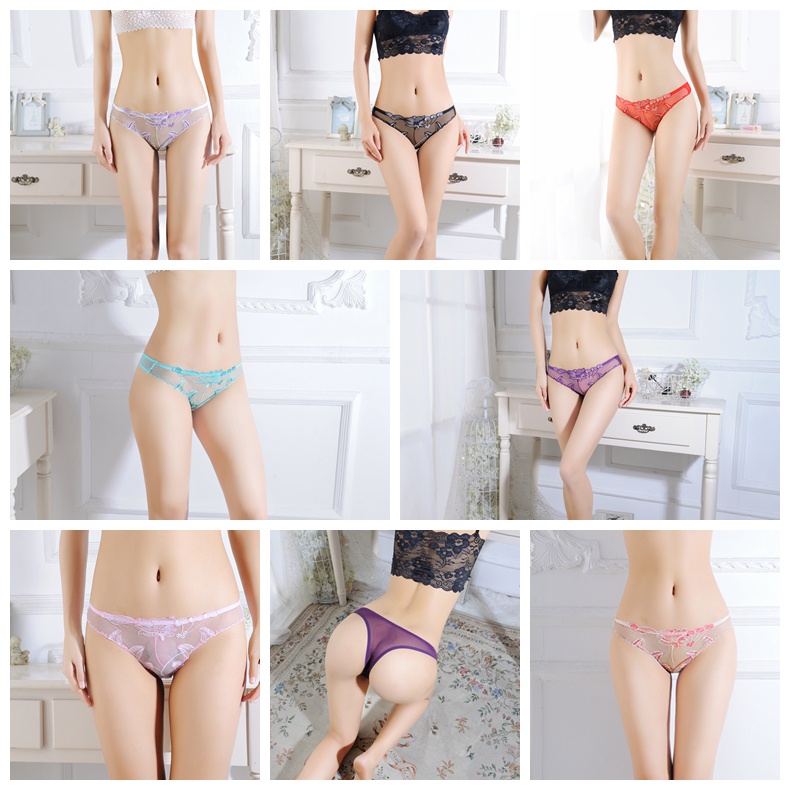 (COD) G String Sexy Celana Dalam Wanita Pola Bunga transparan Bordir Low Waist Cd Lingerie 3C218