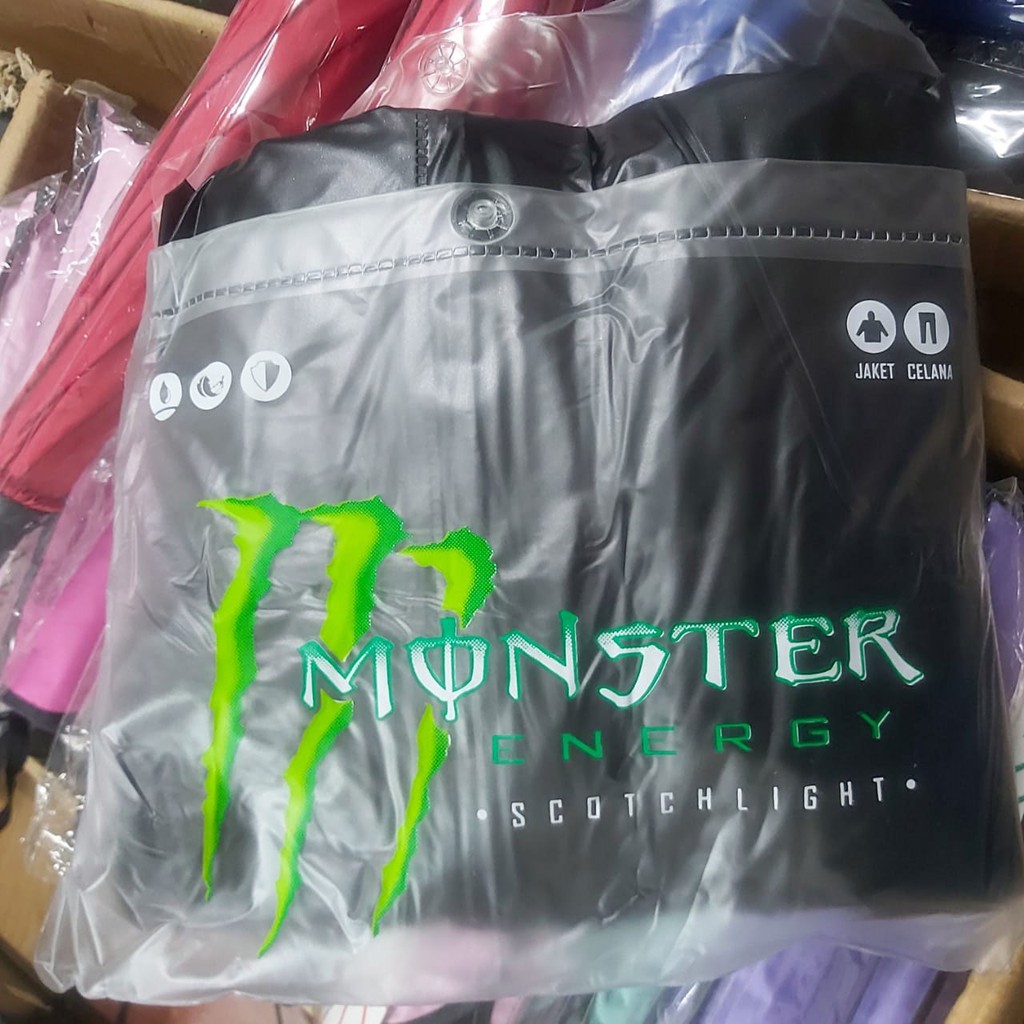 Jas Hujan Dewasa Mantel Setelan Jaket Celana Monster