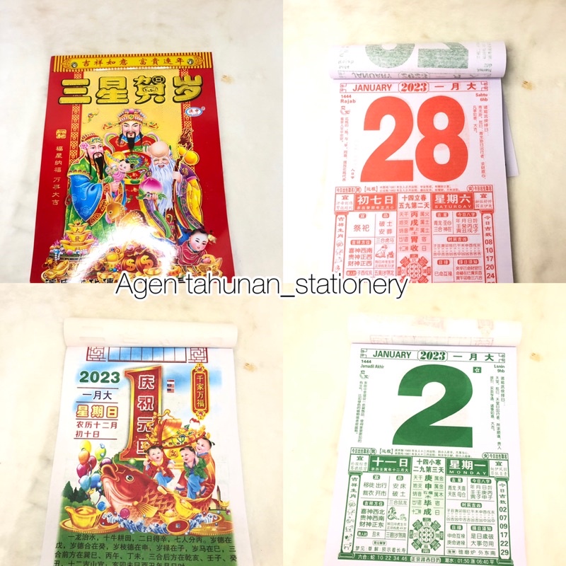 

Kalender harian sobek mandarin china/hongkong (25,8 x 18,5cm)/Kalender sobek besar 2023