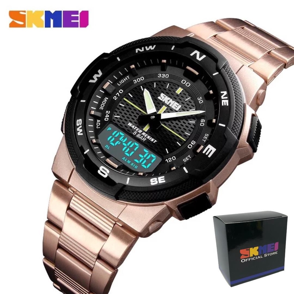 JAM TANGAN SKMEI 1370 WATERESIT 5 BAR/ JAM TANGAN SKMEI ANALOG-DIGITAL1370 STAINLESS STELL/ JAM TANG