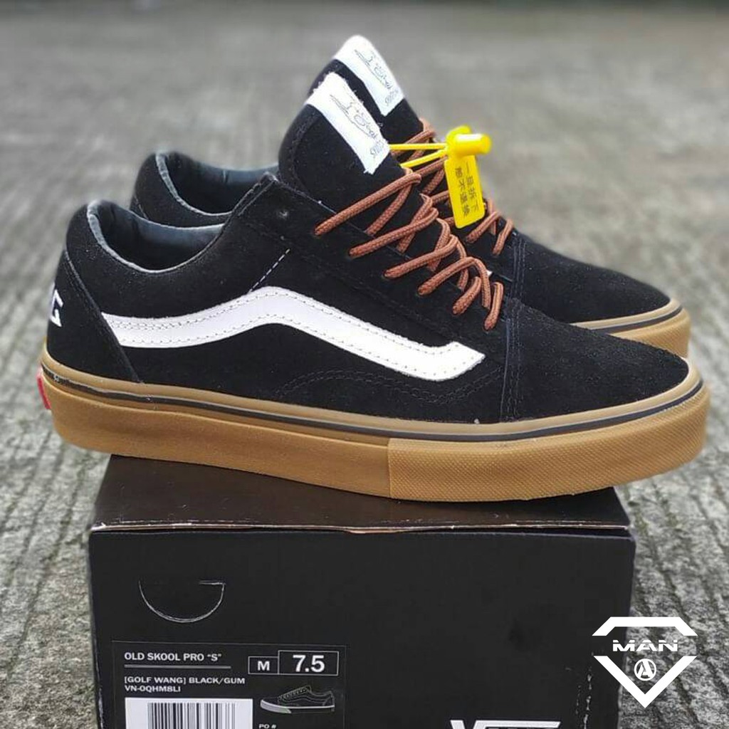 Vans Old Skool Pro S Golf Wang Black Gum Icc Murah Original Sepatu Vans Pria Sepatu Wanita Ori Shopee Indonesia