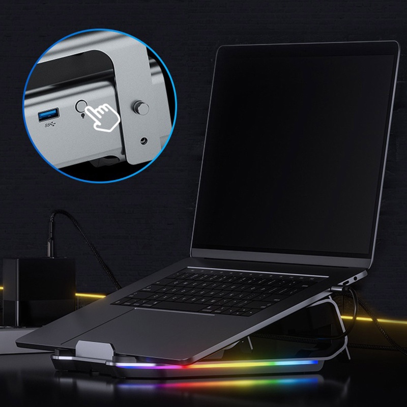 Zzz 6in1 Docking Station Laptop Portable Adjustable Bahan Aluminum Dengan 4 Port USB-C Power 4 USB 3.0