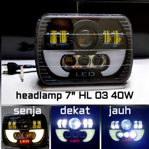 Lampu Depan Mata Mobil 7 Inch 9-30 Volt 40 W Tipe HL 03 Terang  Bercahaya Premium