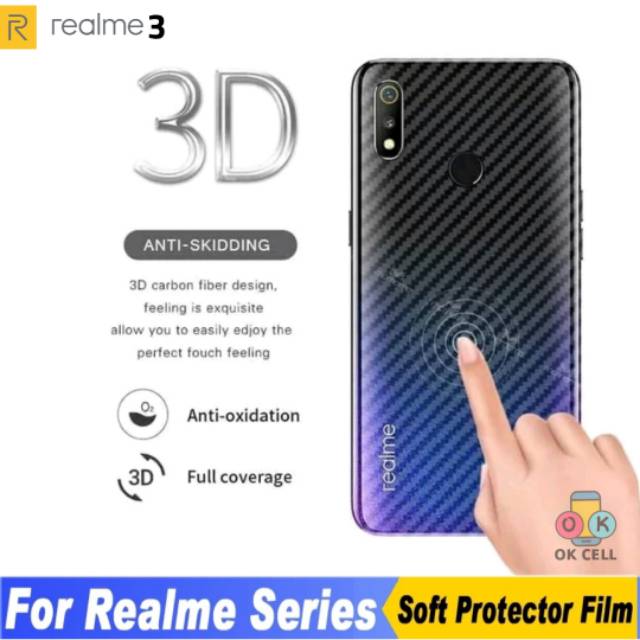 REALME 3 Pro  Back Skin Carbon 3D - Garskin Karbon Realme 3 Sticker Anti Gores Belakang Premium