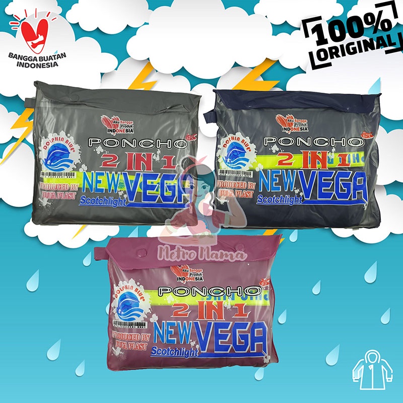 Jas Hujan Ponco Dua Kepala 2 in 1 NEW VEGA DOLPHIN Scotchlight 675