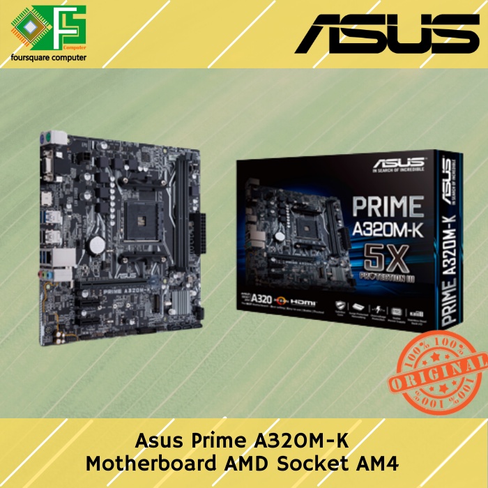 Carte Mère ASUS PRIME A320M-K Reconditionnée - Socket AM4, MicroATX, DDR4, Pour AMD