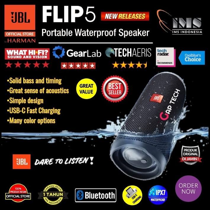 Jbl Flip 5 / Flip5 (Successor Jbl Flip 4) Portable Waterproof Speaker