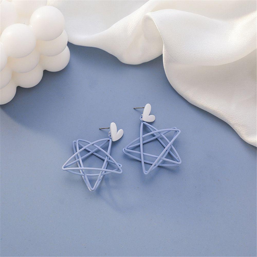 TOP Anting Bintang Fashion Biru Langit Wanita Berlubang