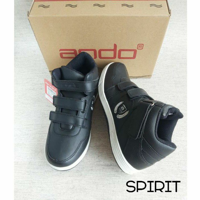 Sepatu Boots Pria Sintetis Hitam Tali Tempel SPIRIT Brand Ando