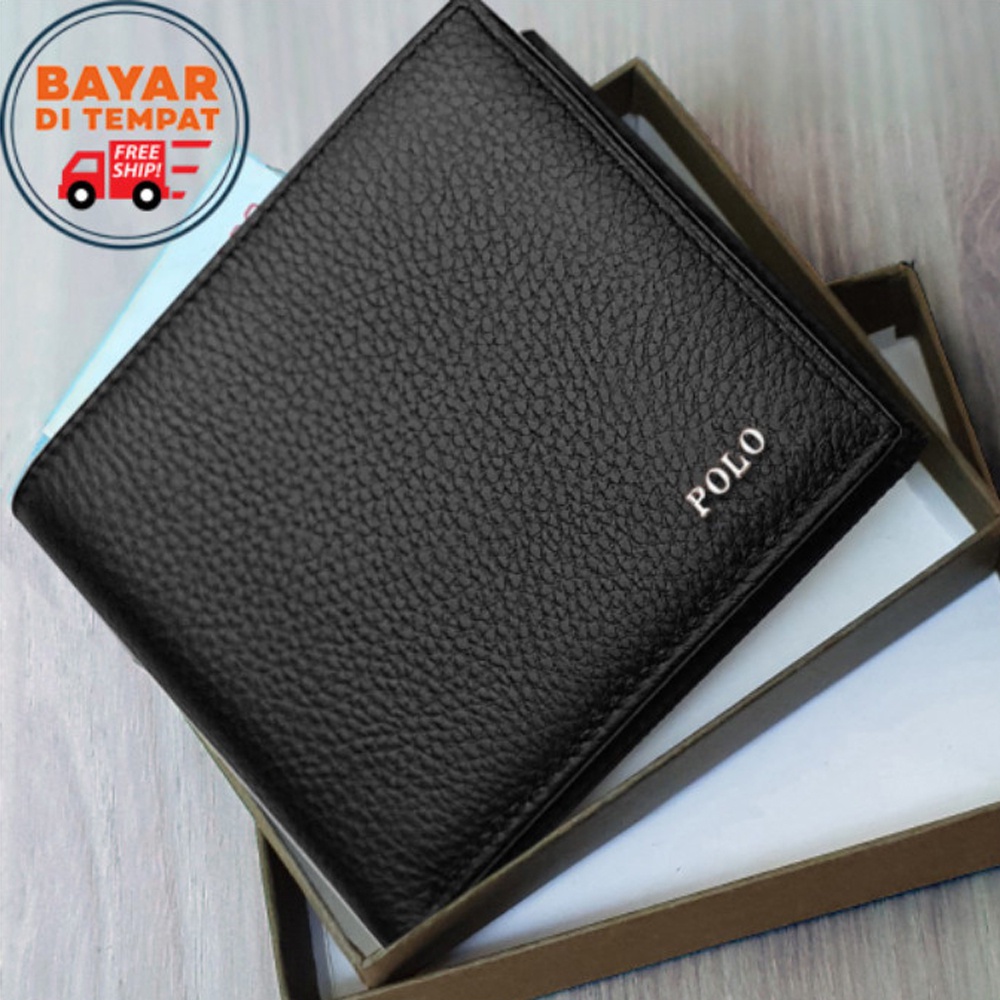 GRATIS ONGKIR!! Dompet Asli Real Picture Dompet Kulit Pria Lipat Dua Dompet Pendek 3/4 + Bonus Box