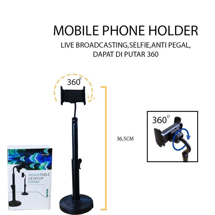 Stand Handphone Adjustable Monopod 360 Rotasi Phone Holder Desktop