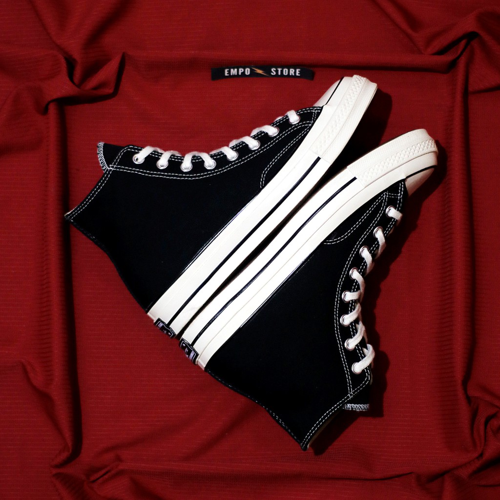 Converse All Star Chuck Taylor 70s Black White Hi Sepatu Kasual Sekolah Pria Wanita