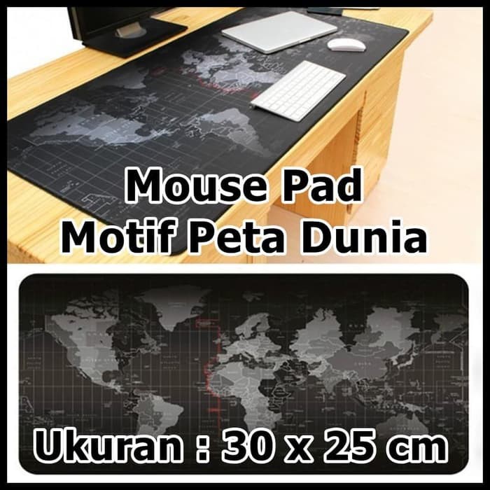 Taffware Gaming Mouse Pad Desk Mat Motif Peta Dunia ukuran 30 x 25 cm