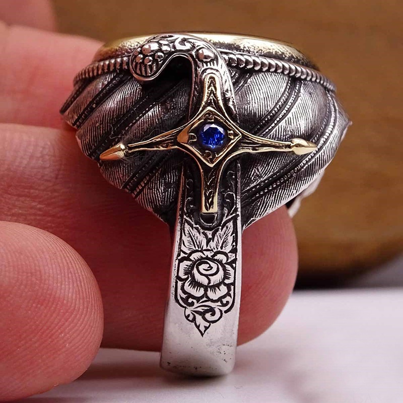 Muslim Rune Religius Fashion Pria Batu Permata Cincin / Aksesoris Perhiasan