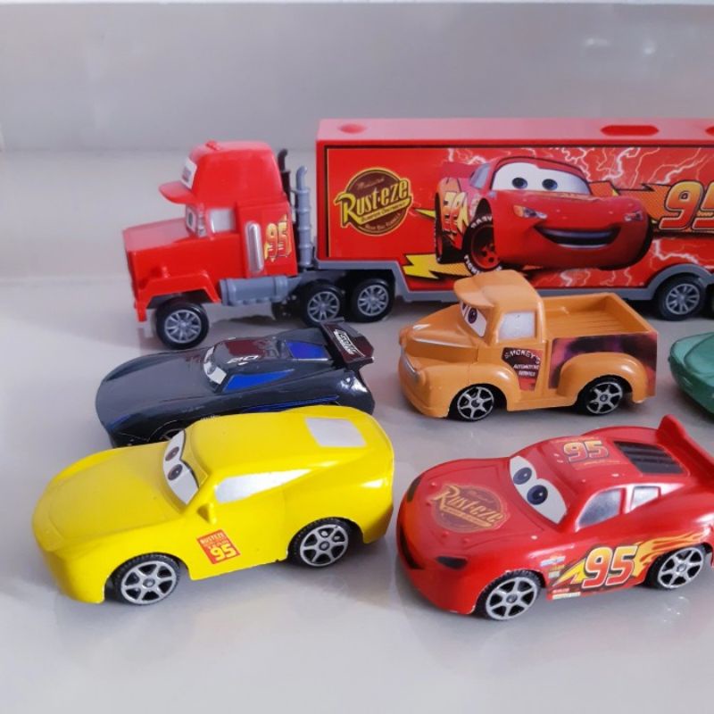 Set Diecast Cars Figure Mainan Miniatur Mobil Figur Mcqueen Mack Anak