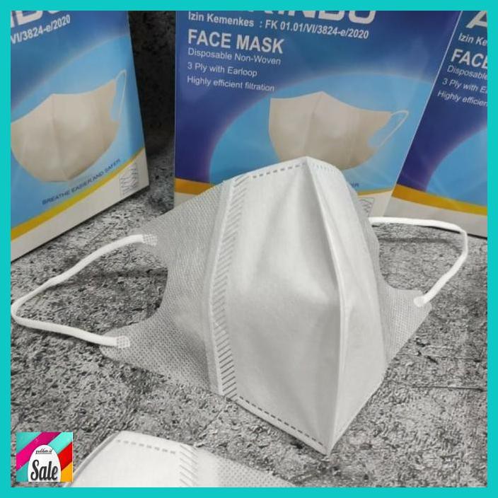 DCDISPOSABLE- MASKER DUCKBILL ALKINDO 3PLY IZIN KEMENKES 1BOX 50PCS EARLOOP PREMIUM - NON KAWAT
