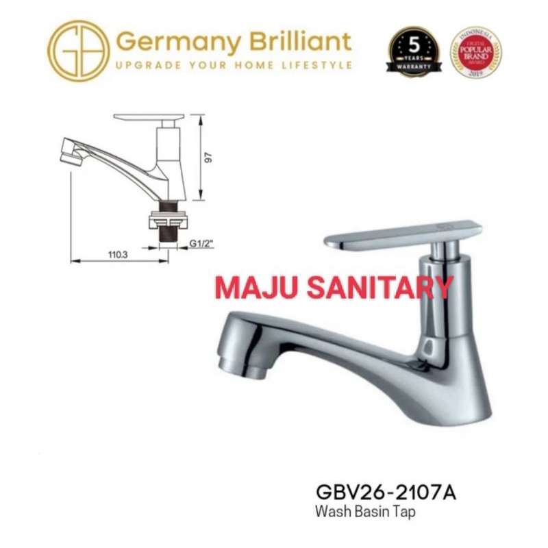 GBV26-2107A GBV-26-2107A Kran wastafel dingin minimalis ORIGINAL GERMANY BRILLIANT