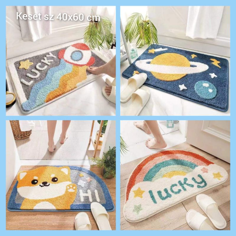 Keset rumah anak karakter planet moon animal rainbow