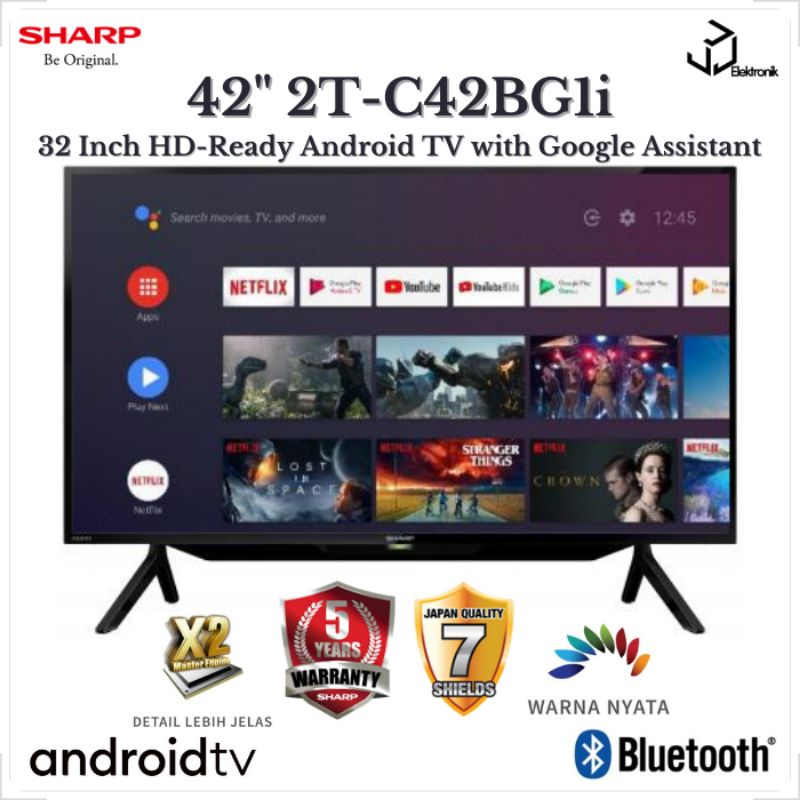 SHARP LED Android TV FHD 42 Inch - 2TC 42BG1i / 42BG GARANSI RESMI BARU Full HD Smart Android TV 42 Inch Sharp Garansi 5 Tahun