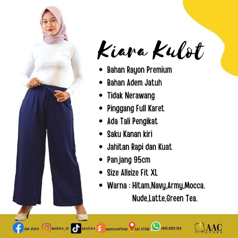 Kulot Wanita Panjang Kiara Kulot, Kulot Rayon Uniqlo