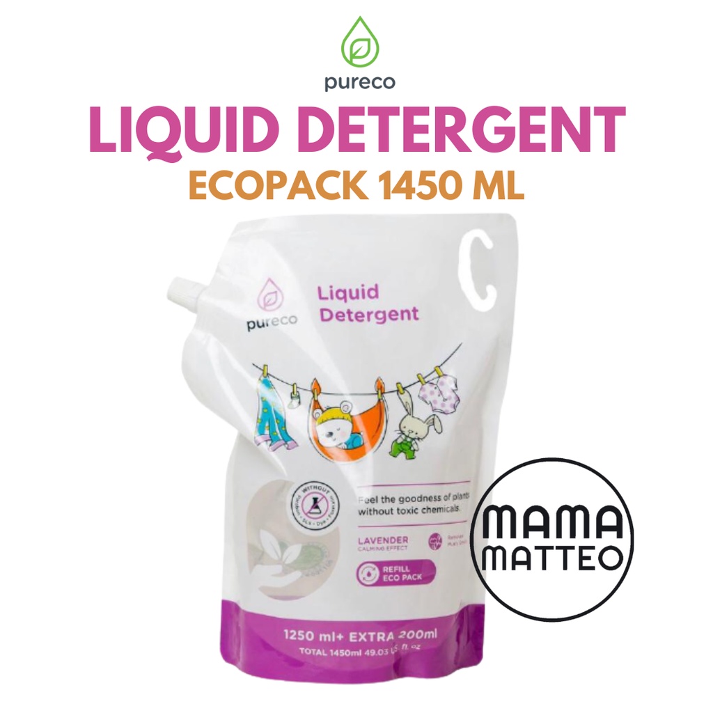 Pureco Liquid Detergent Detergen / Dish Bottle Soap / Softener 1450ml / Sabun Handsoap Vanilla Tea O Time 1450 / Refill Pouch Eco Pack / Ecopack Cair 1L /PURECO POUCH REFILL BANDUNG