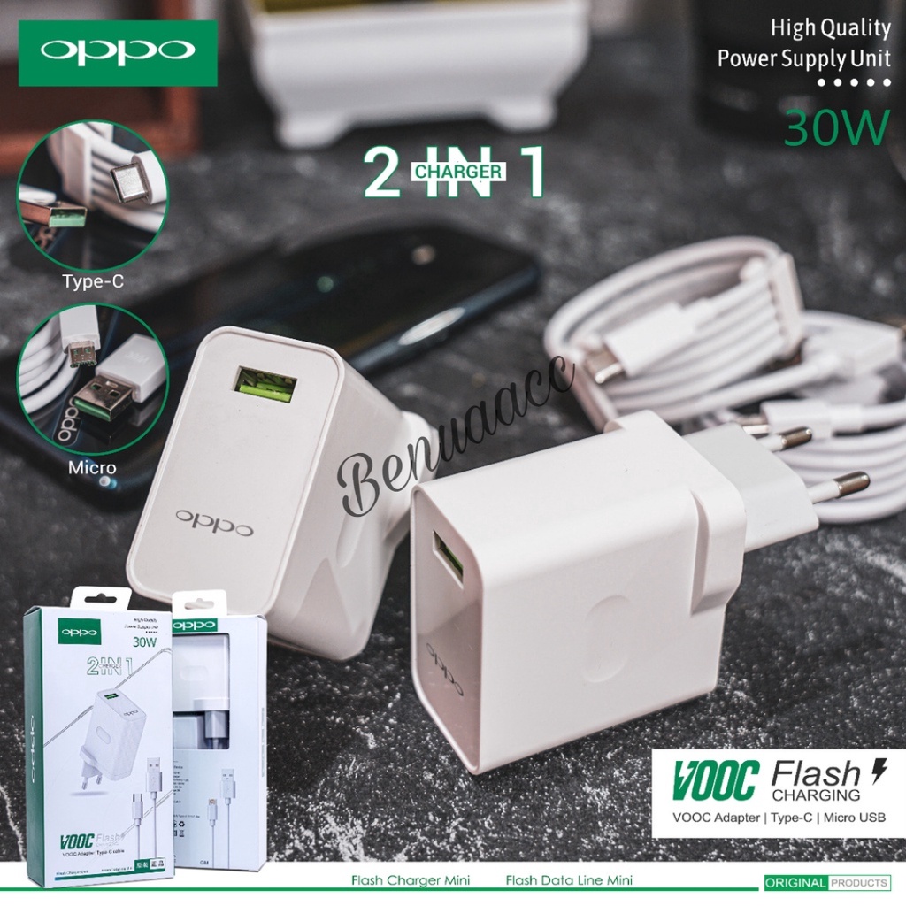 (ba) TC/Travel Charge OPPO VOOC Fast Charging 30W Micro USB ORI 99%