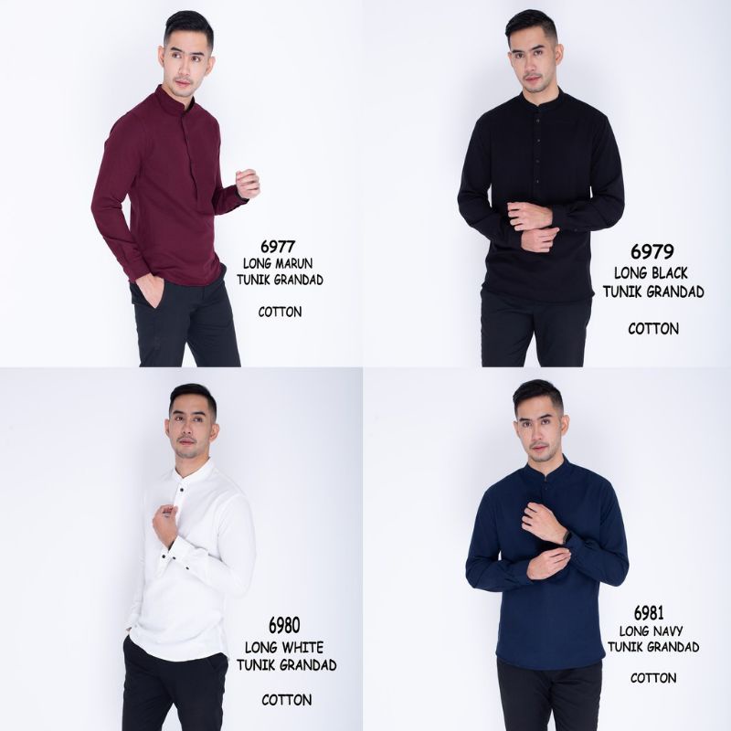 Baju Hem Kemeja Koko Kemko Cowok Pria Lengan Panjang Slimfit Polos