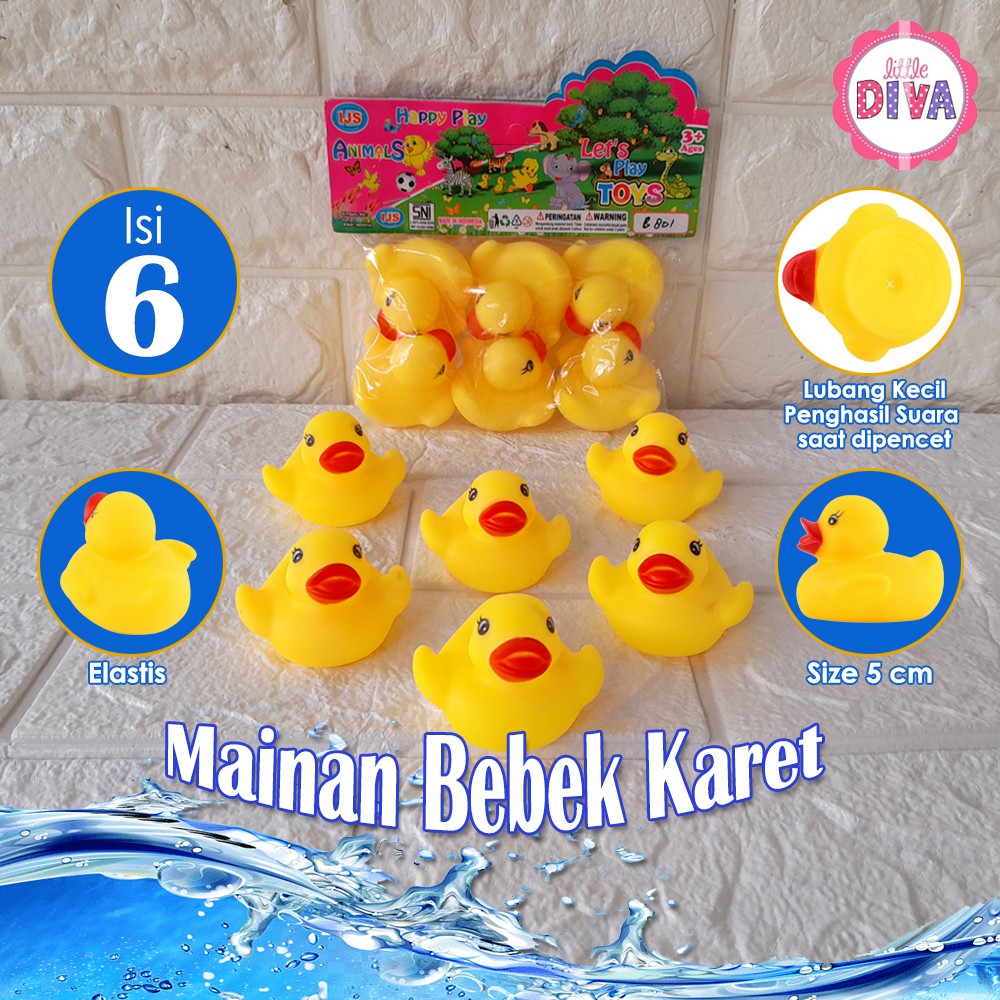 Isi 4 / 6 atau ECER MAINAN BEBEK KARET - Mainan Bebek Karet Squeaky Teman Mandi Bayi &amp; Anak