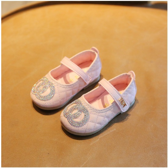 SEPATU ANAK CEWE IMPORT FASHION CHANEL BULAT BAHAN LEMBUT NYAMAN DIPAKAI 15-20