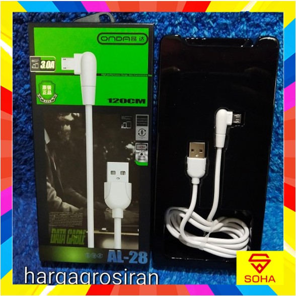 AL-28 ONDA Micro Kabel Data USB Fast Charging 3.0A 120cm Quality Trusted Bahan Tebal STRDY