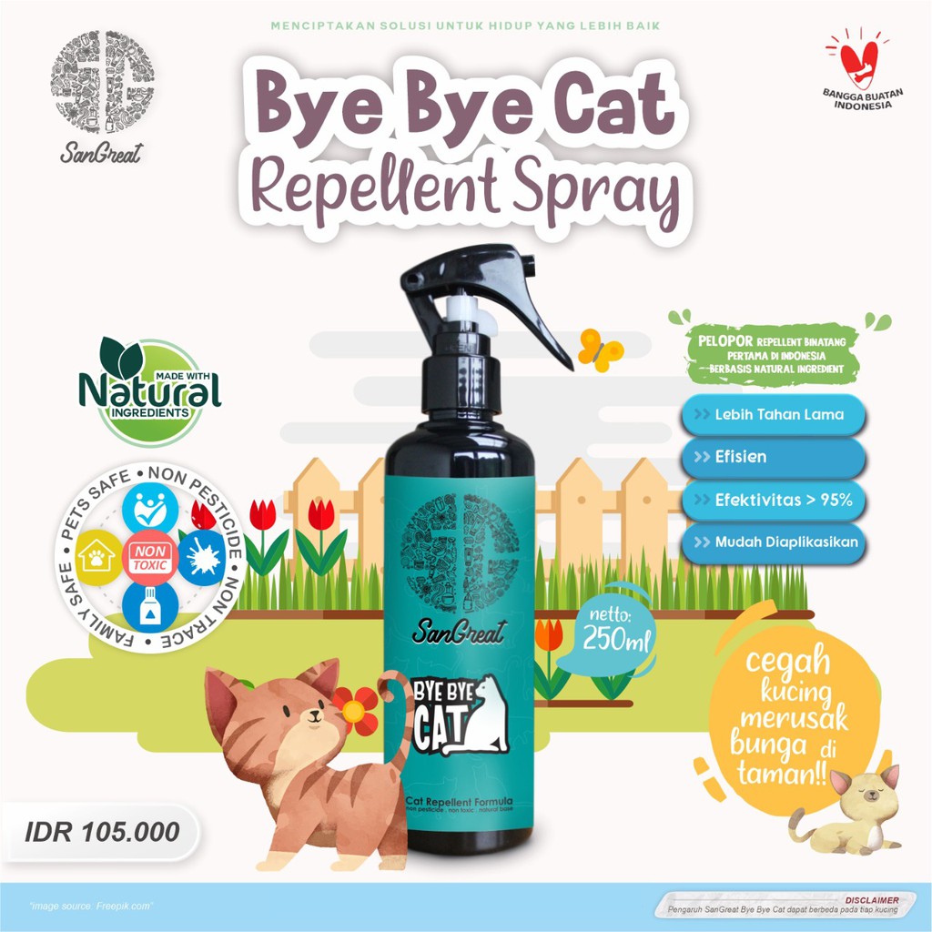 Semprotan anti kucing pengusir kucing alami spray 250 ml bye bye cat untuk mencegah kucing berak dan spraying pipis pup sembarangan