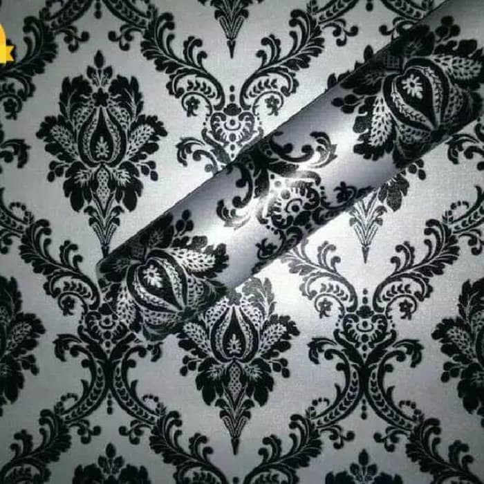 Wallpaper Dinding Motif Batik Hitam Ukuran Panjang 10Meter x Lebar 45CM