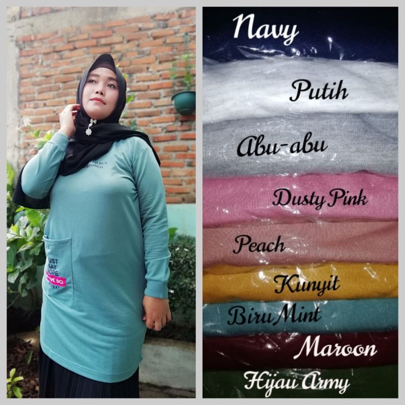 TUNIK KAOS WANITA MUSLIMAH (SERI 6 WARNA)