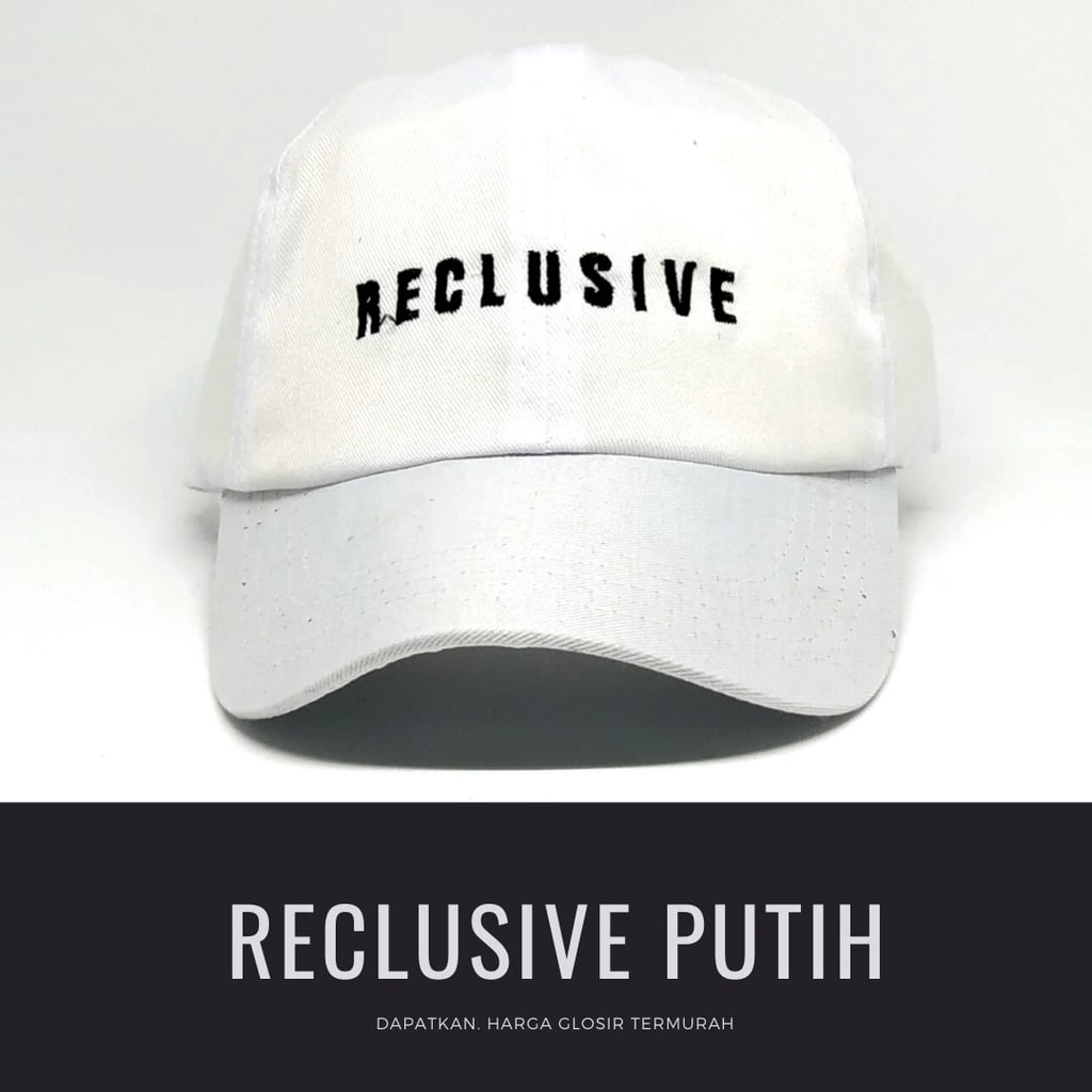 Termurah Topi baseball / garis tiga / challange / reclusive / kaktus / smile / pesawat kertas / yours / brotosaurus dino / daun kecil rasta / pohon kelapa  ring premium dan pertamax pria wanita kpop korea-Reclusip putih