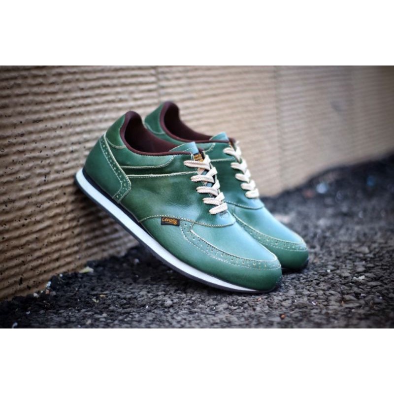 EZRA GREEN -Sepatu Casual Kasual Sneakers Pria Kulit Asli/Cowok/Men Lokal Ori Original Footwear LEATHER