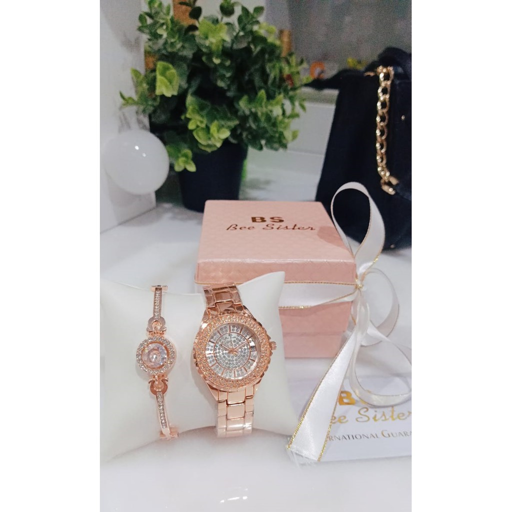 Jam Tangan Wanita Bee Sister Plus Gelang Cantik