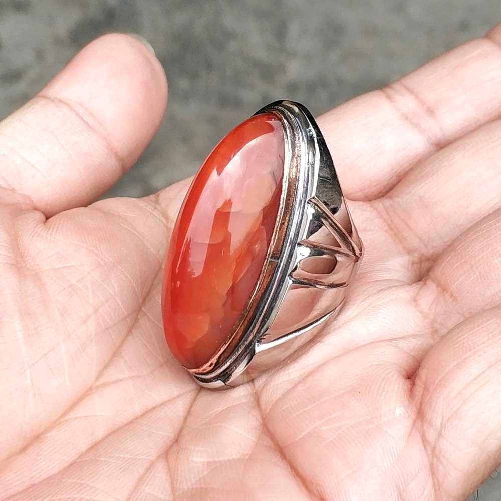 CINCIN BATU AKIK NATURAL PANDAN MERAH NANAS SISIK BETOK