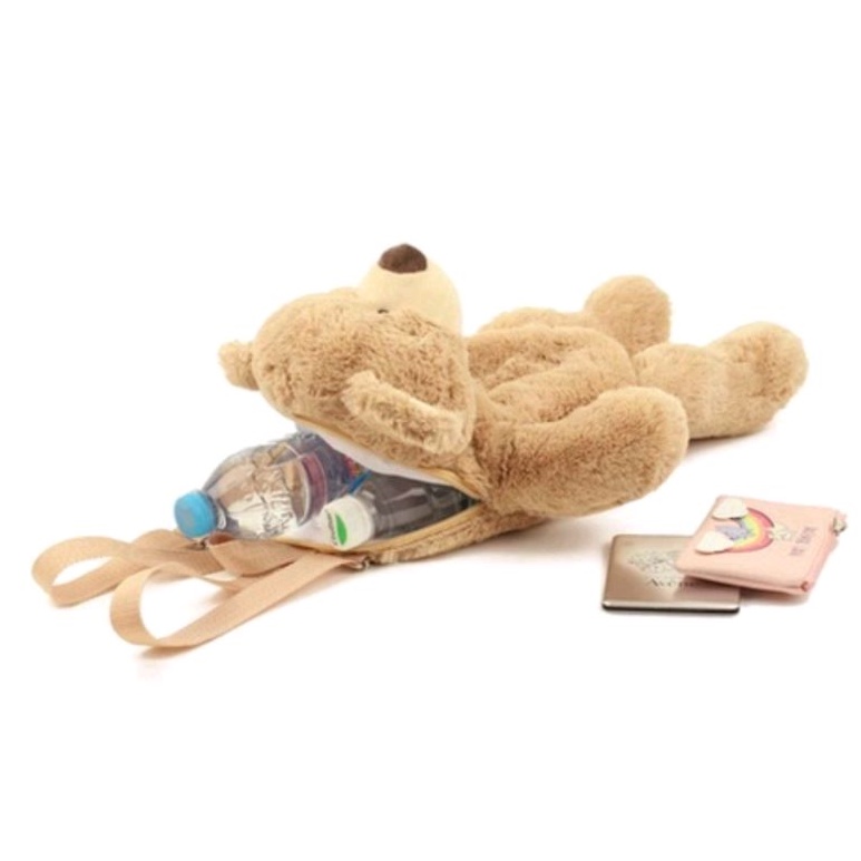 KHS Tas Ransel Boneka Beruang Teddy Bear Bulu Lucu Imut Gemoy Wanita Baru Mewah Kasual Tas Karakter Kartun Anak Remaja Cewek Viral Model Import Korea-1